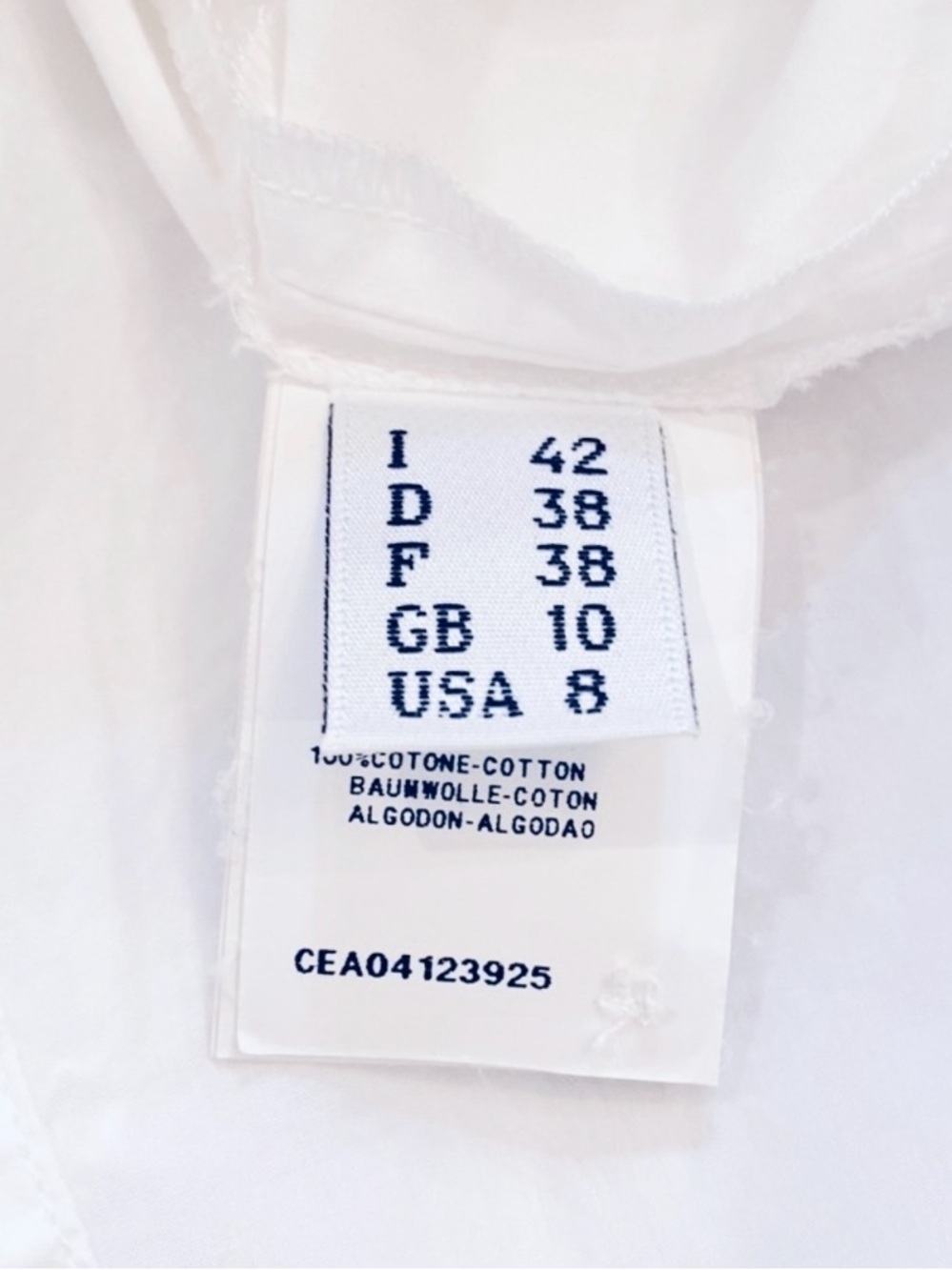 Cédric Charlier Cotton Gathered Front Long Sleeve Dress White Women’s Size 8 - Picture 7 of 10
